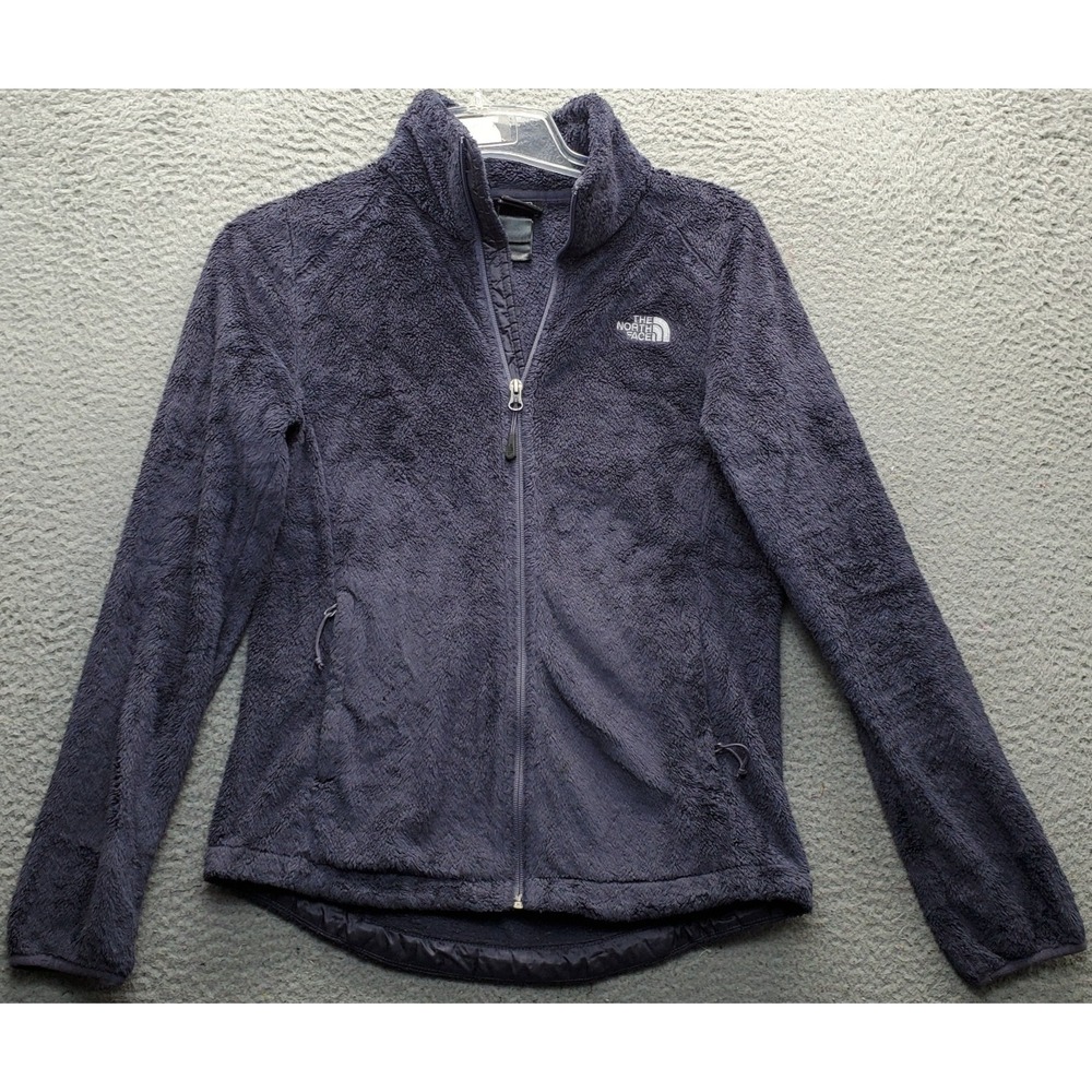 The North Face Oso Fleece Deep Pile Jacket Womens Small Blue Side Pockets Zip Up